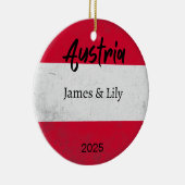オーストリア国旗のオーナメントパーソナライズされた、オーストリア セラミックオーナメント (右)