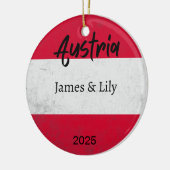 オーストリア国旗のオーナメントパーソナライズされた、オーストリア セラミックオーナメント (左)
