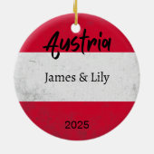 オーストリア国旗のオーナメントパーソナライズされた、オーストリア セラミックオーナメント (裏面)