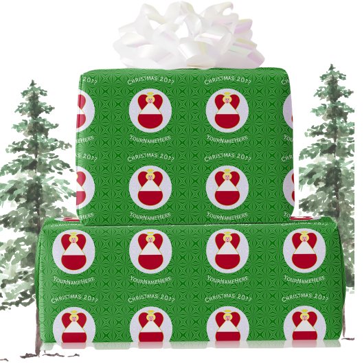 オーストリア国旗のクリスマスエンジェルパーソナライズされた ラッピングペーパー