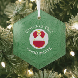 オーストリア国旗のクリスマスエンジェル名Yeagon ガラスオーナメント