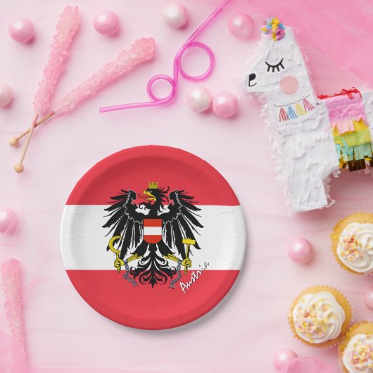 オーストリア国旗のプレート、パーティー、スポーツ、オーストリア ペーパープレート (パーティー)