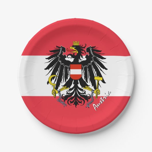 オーストリア国旗のプレート、パーティー、スポーツ、オーストリア ペーパープレート (正面)