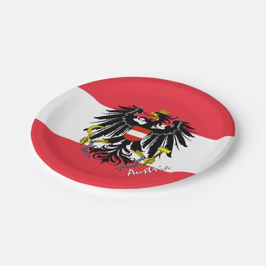 オーストリア国旗のプレート、パーティー、スポーツ、オーストリア ペーパープレート (アングル)