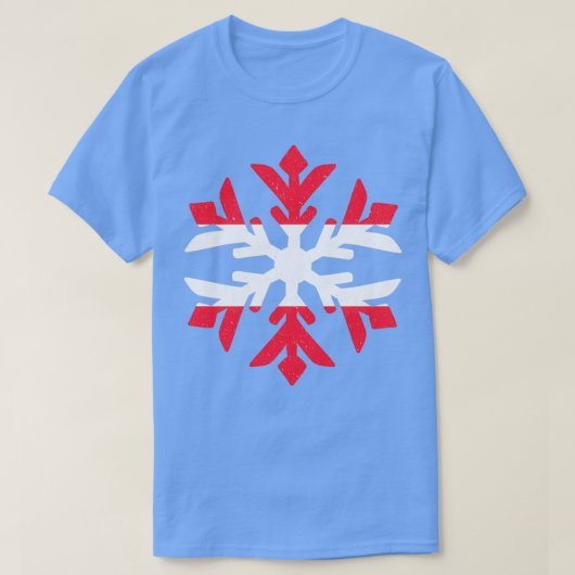 オーストリア国旗の冬スノーフレークデザイン Tシャツ (デザイン正面)