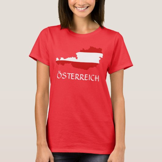 オーストリア国旗の地図"オステライヒ" Tシャツ (正面)