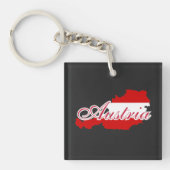 オーストリア国旗の地図 キーホルダー (正面)