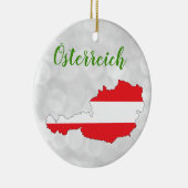 オーストリア国旗の地図 セラミックオーナメント (右)