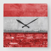 オーストリア国旗の壁 スクエア壁時計 (正面)