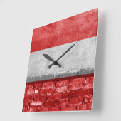 オーストリア国旗の壁 スクエア壁時計 (傾斜)