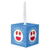 オーストリア国旗エンジェルパーソナライズされたハヌカ キューブオーナメント (裏面アングル)