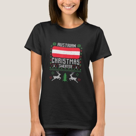 オーストリア国旗オーストリアのクリスマスセーター Tシャツ (正面)