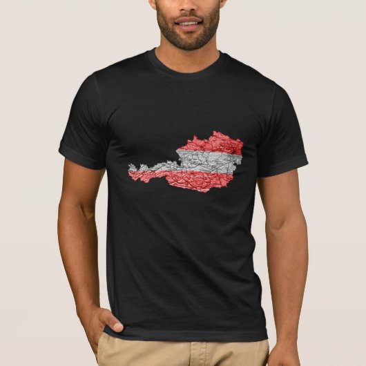 オーストリア国旗カラーマップTシャツ Tシャツ (正面)