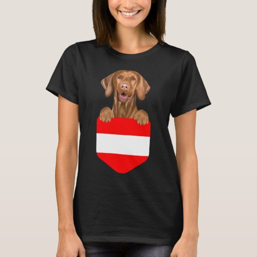 オーストリア国旗Vizslaの犬のポケット Tシャツ (正面)