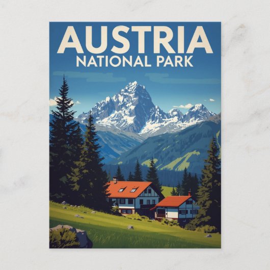 オーストリア国立公園アルプスのシャレー ポストカード (正面)