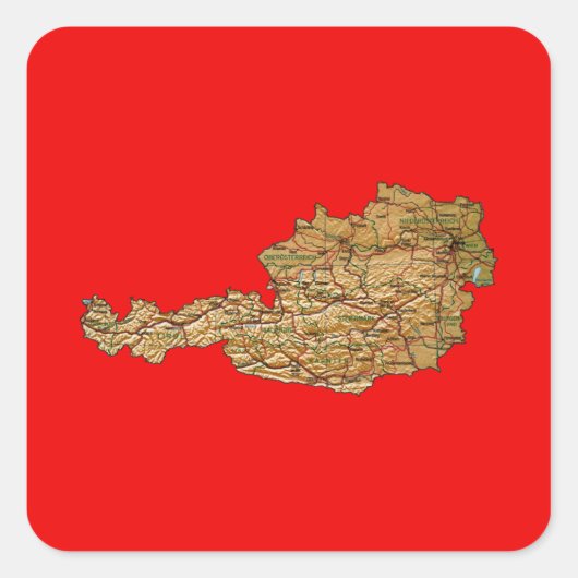 オーストリア地図ステッカー スクエアシール (正面)