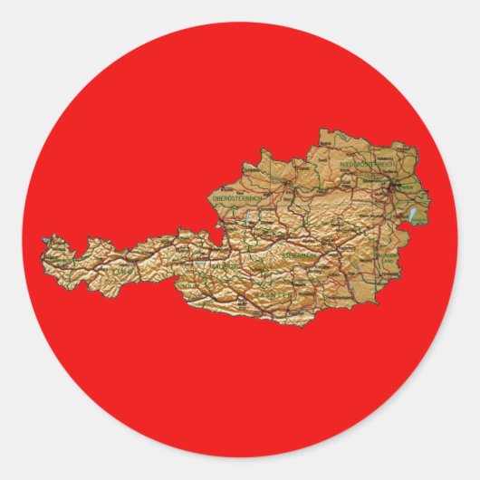 オーストリア地図ステッカー ラウンドシール (正面)