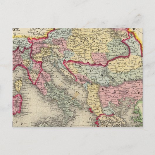 オーストリア帝国の地図 ポストカード (正面)