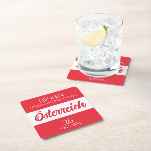 オーストリア独立記念日オーストリア国旗 スクエアペーパーコースター (インサイチュ)