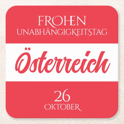 オーストリア独立記念日オーストリア国旗 スクエアペーパーコースター (正面)