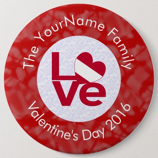 オーストリア赤文字LOVE国旗パーソナライズされた 缶バッジ (正面)