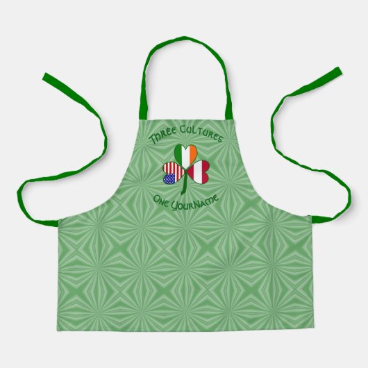 オーストリア・アイリッシュ・アメリカン・シャムロックパーソナライズされた国旗 エプロン (正面)