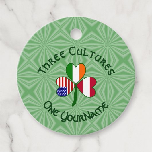 オーストリア・アイリッシュ・アメリカン・シャムロックパーソナライズされた国旗 フェイバータグ (正面)