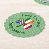 オーストリア・アイリッシュ・アメリカン・シャムロックパーソナライズされた国旗 ペーパーコースター (アングル)