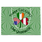 オーストリア・アイリッシュ・アメリカン・シャムロックパーソナライズされた国旗 ラージペーパーバッグ (正面)