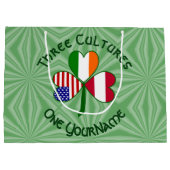 オーストリア・アイリッシュ・アメリカン・シャムロックパーソナライズされた国旗 ラージペーパーバッグ (裏面)