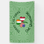 オーストリア・アイリッシュ・アメリカン・シャムロックパーソナライズされた国旗 横断幕 (縦)