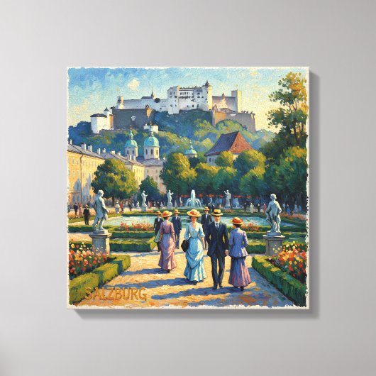オーストリア ザルツブルク 城の庭の絵画 キャンバス (正面)