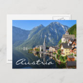 オーストリア、ハルシュタット村と教会、アルプス ポストカード (正面/裏面)