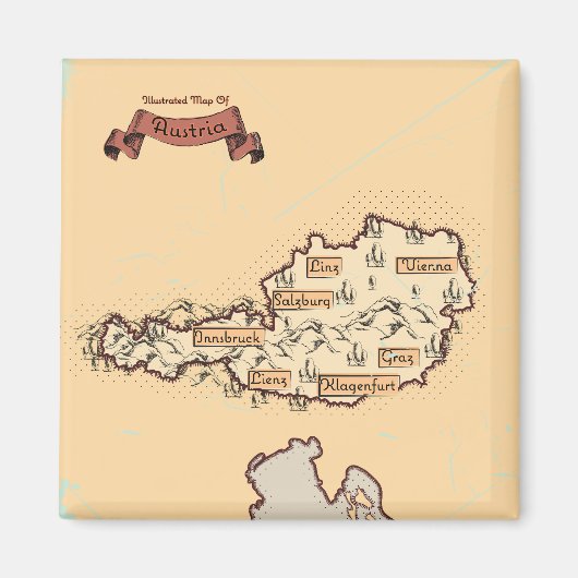 オーストリア ビンテージ イラスト地図 マグネット (正面)