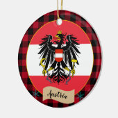 オーストリア、レッドバッファロープレイド&オーストリア国旗 セラミックオーナメント (左)