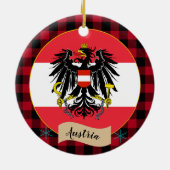 オーストリア、レッドバッファロープレイド&オーストリア国旗 セラミックオーナメント (裏面)