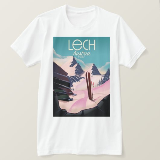 オーストリア レッヒ スキーポスター Tシャツ (デザイン正面)