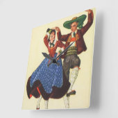 オーストリア、ヴィンテージのTyroleanダンサー スクエア壁時計 (傾斜)