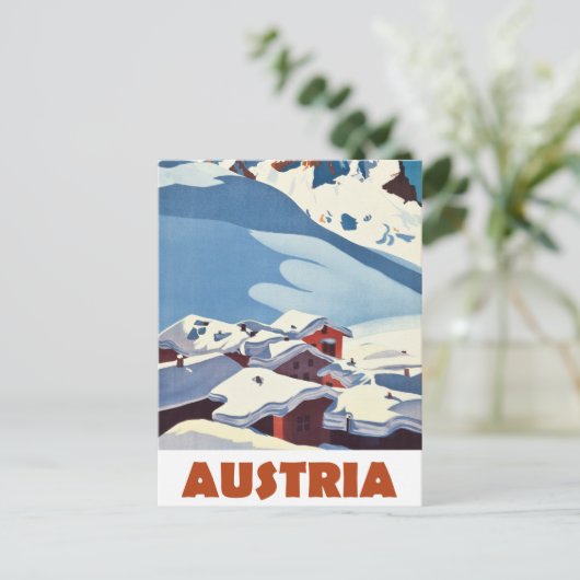 オーストリア、雪に覆われた村、 ポストカード (スタンド正面)