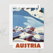 オーストリア、雪に覆われた村、 ポストカード (正面/裏面)