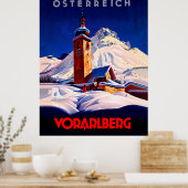 オーストリア、Vorarlberg冬、ヴィンテージ旅行 ポスター (キッチン)
