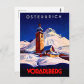 オーストリア、Vorarlberg冬、ヴィンテージ旅行 ポストカード (正面/裏面)