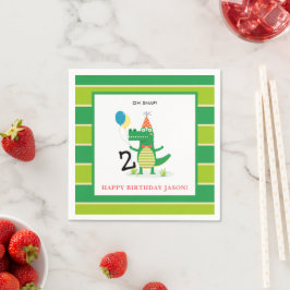 オースナップキュートアリゲーターインスワンプ子供の誕生日 スタンダードカクテルナプキン