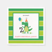 オースナップキュートアリゲーターインスワンプ子供の誕生日 スタンダードカクテルナプキン (正面)