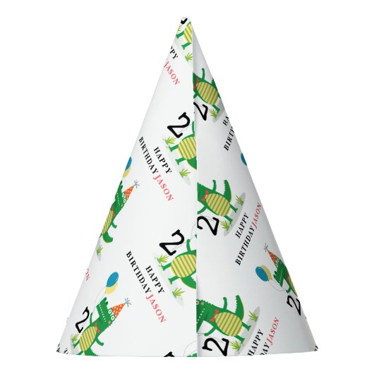 オースナップキュートアリゲーターインスワンプ子供の誕生日 パーティーハット (裏面)