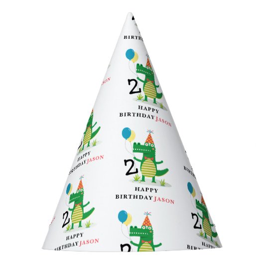 オースナップキュートアリゲーターインスワンプ子供の誕生日 パーティーハット (正面)
