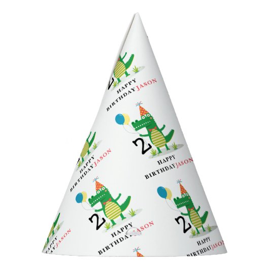 オースナップキュートアリゲーターインスワンプ子供の誕生日 パーティーハット (左)