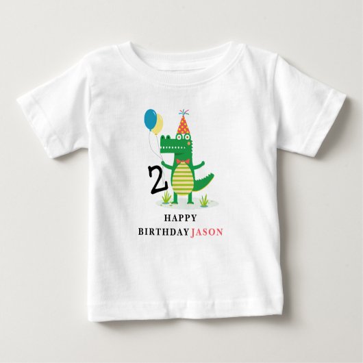 オースナップキュートアリゲーターインスワンプ子供の誕生日 ベビーTシャツ (正面)