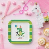 オースナップキュートアリゲーターインスワンプ子供の誕生日 ペーパープレート (パーティー)