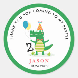 オースナップキュートアリゲーターインスワンプ子供の誕生日 ラウンドシール